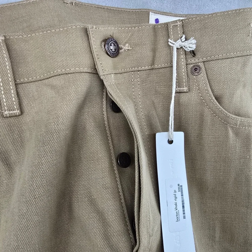 Imogene and Willie Barton Slim Khaki Rigid IP‎ Jeans Mens 36 Tan Selvedge Denim